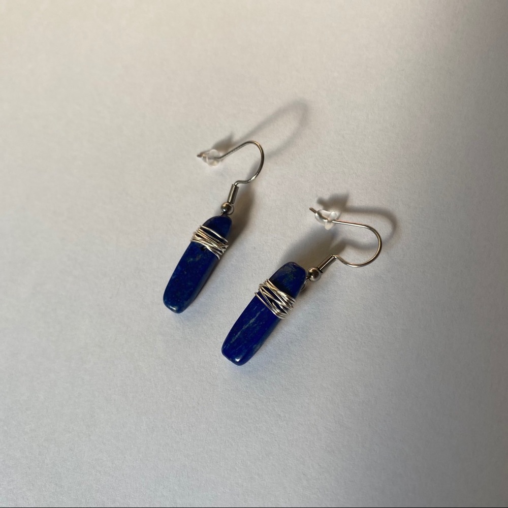 lapis lazuli wire earrings